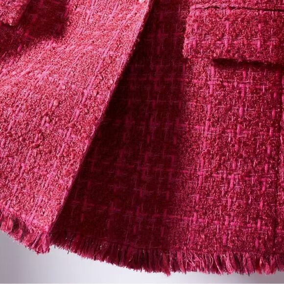 Mango Tweed Blazer Buttons Fuchsia New - Picture 8 of 9